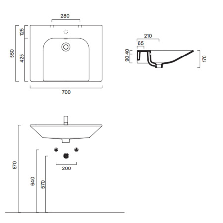Catalano COMFORT Раковина 70x55, без отв. под смеситель, покрытие Cataglaze+, цвет белый глянцевый 