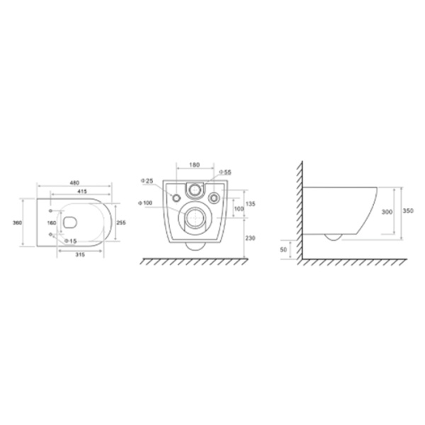 TECEspring K Комплект: Унитаз подвесной Kompakt, безобод. чаша со смывом Tornado flush, сиденье Slim с микролифтом и быстрым снятием, белый глянец 