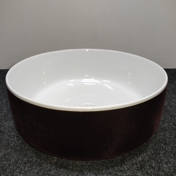 ArtCeram COGNAC Раковина накладная, 42 см, без отв под смес, без слив-перелив, цвет bianco/отделка синтетический бархат цвет testa di moro (НЕ ПР-ся) 