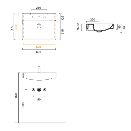 Catalano GREEN Раковина 60x47, без отв. под смеситель, покрытие Cataglaze+, цвет белый глянцевый 