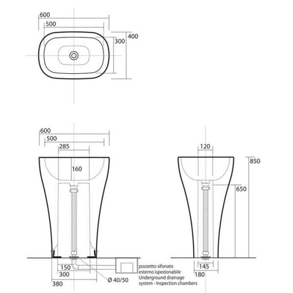 KERASAN Aquatech раковина отдельностоящая 60см, с креплением и сифоном, цвет белый (СПЕЦцена со склада!) 