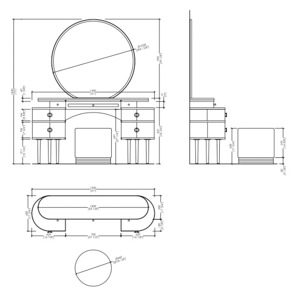 Devon Zelda Зеркало круглое 105,8 см 