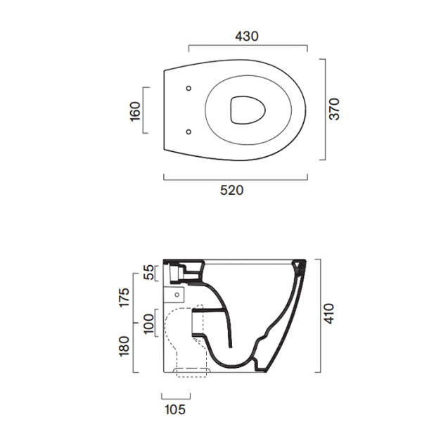 Catalano Italy Унитаз напольный 52x37, безободковый, универс.слив, смыв Tornado, покрытие Cataglaze+, без крепежа, цвет белый глянцевый 
