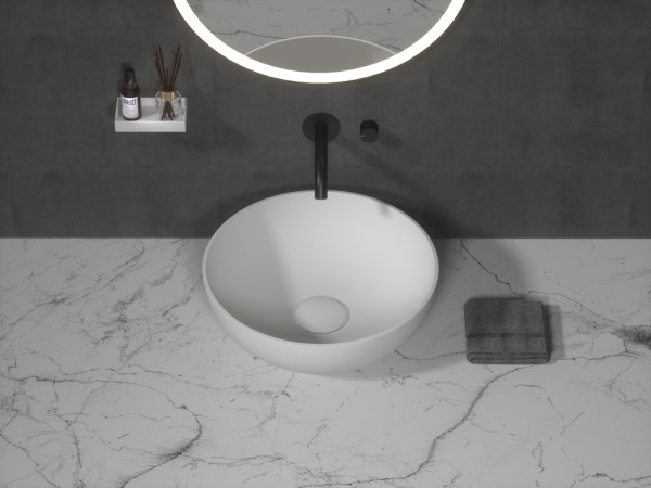 Раковина чаша кориан круглая матовая, Slim 35см 350*350*125 