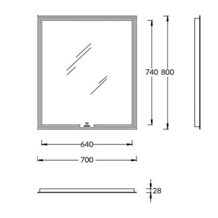 Kerama Marazzi Зеркало MIO прямоугольное с диммером 70, белое 
