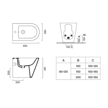 Catalano ZERO Биде напольное 55x35, с 1 отв. под смеситель, покрытие Cataglaze+, без крепежа, цвет белый матовый 