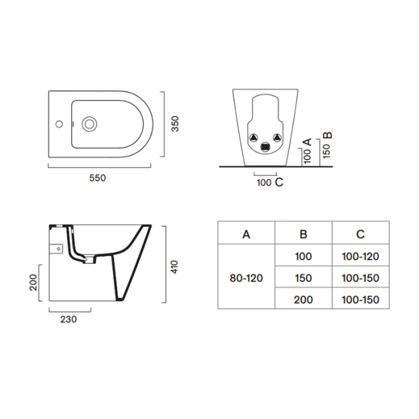 Catalano ZERO Биде напольное 55x35, с 1 отв. под смеситель, покрытие Cataglaze+, без крепежа, цвет белый матовый 