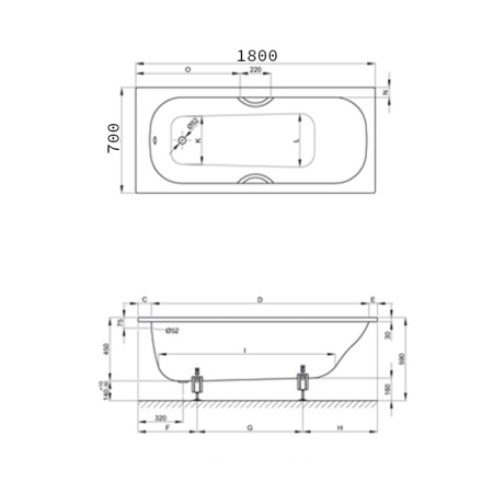 BETTE Classic Ванна с шумоизоляцией 180х70х45, белая (для стандартного слива-перелива) 