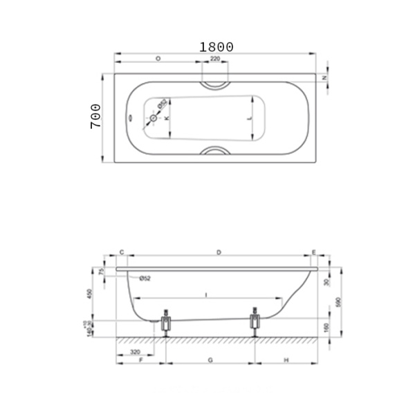 BETTE Classic Ванна с шумоизоляцией 180х70х45, белая (для стандартного слива-перелива) 