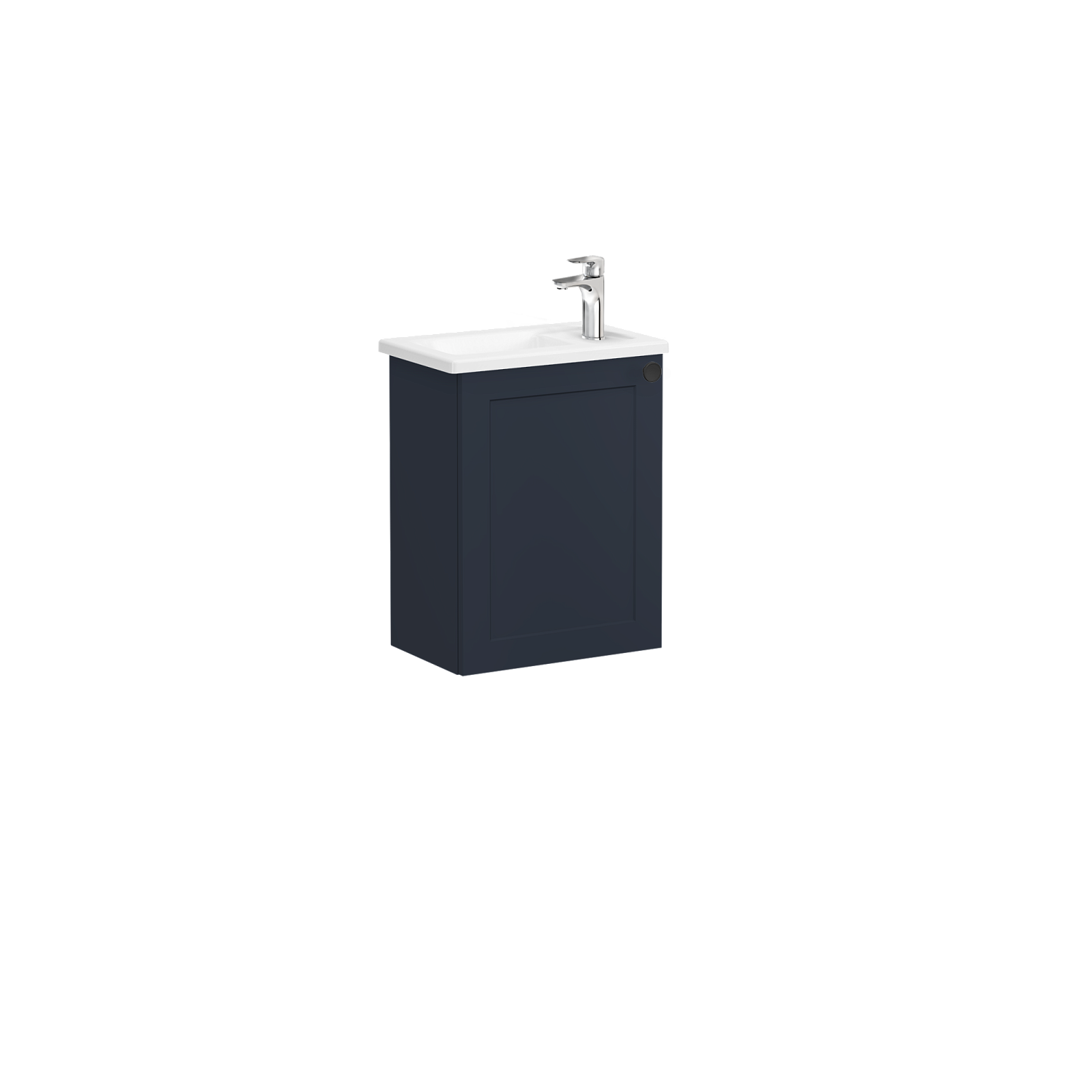 Тумба Root Classic 45 см с квадратной раковиной, с дверцей, матовый темно-синий, левосторонняя
