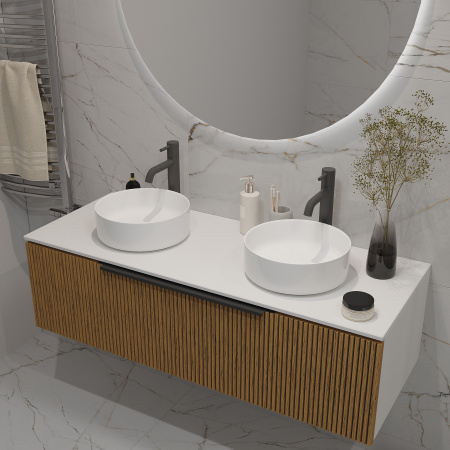 Тумба под раковину/столешницу Кито, Белый/Тростник 120 