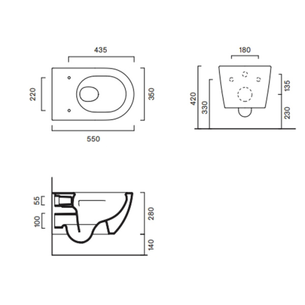 Catalano SFERA Унитаз подвесной 55x35, безободковый, смыв Tornado, покрытие Twinglaze+, без крепежа, цвет Cemento Satinato 