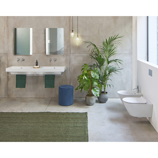 Catalano ZERO Раковина 150x50 двойная, без отв. под смеситель, покрытие Cataglaze+, цвет белый глянцевый 