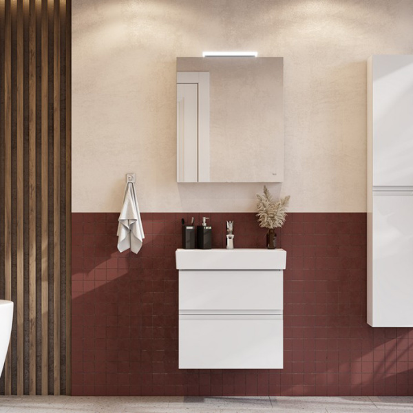Roca OLETA Тумба подвесная 564х374х548 мм. для раковины 600 мм, с 2 ящиками, белый матовый 