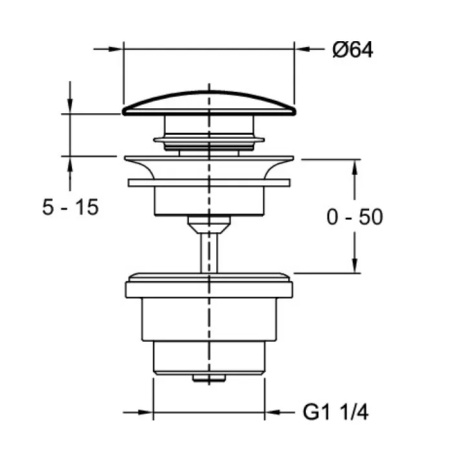 E30536-BL Донный клапан с системой "клик-клак", черный 
