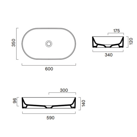 Catalano Zero Раковина настольная 60х35 см, без отв. под смеситель, покрытие Cataglaze+, цвет белый глянцевый 