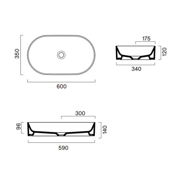 Catalano Zero Раковина настольная 60х35 см, без отв. под смеситель, покрытие Cataglaze+, цвет белый глянцевый 