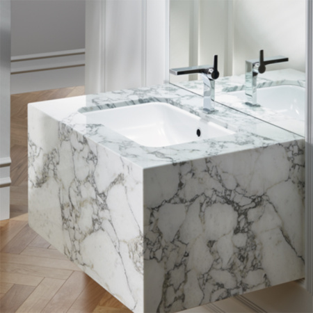 BETTE One  Раковина  встраиваемая снизу  , квадратная 767х400х130 мм, эм. сталь. без отв.под смесит. c переливом, белая 