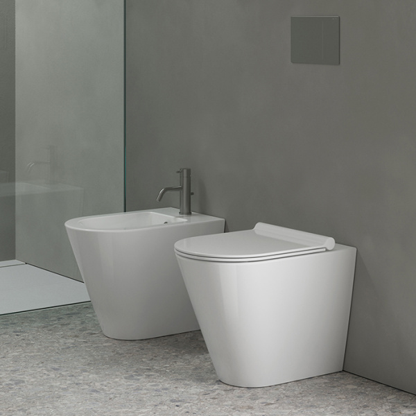 Catalano ZERO Унитаз напольный 55x35, безободковый, универс.слив, смыв Tornado, покрытие Cataglaze+, без крепежа, цвет белый глянцевый 