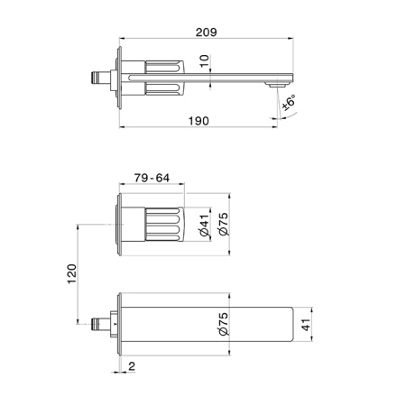 Newform Ionika Внешняя часть  смесителя для ванны  на 2 отв, излив 209 мм цвет: черный матовый 