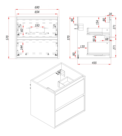 Тумба под раковину/столешницу Парма, Аттик 70 