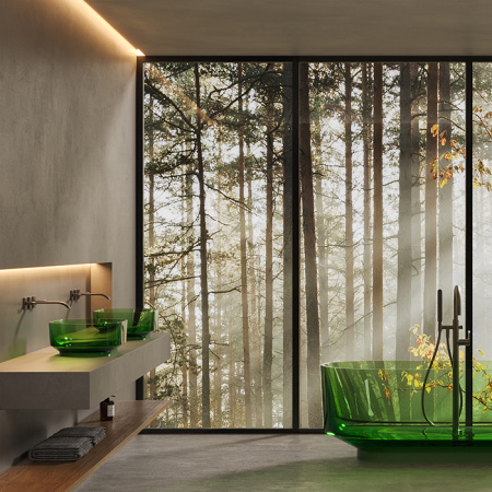 DEA DESIGN Washbasins Раковина настольная 56x36xh15 см, материал: Glasstech прозрачная смола, цвет: Emerald R3 