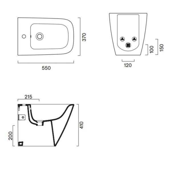 Catalano GREEN Биде напольное 55x37, с 1 отв. под смеситель, покрытие Cataglaze+, без крепежа, цвет белый глянцевый 
