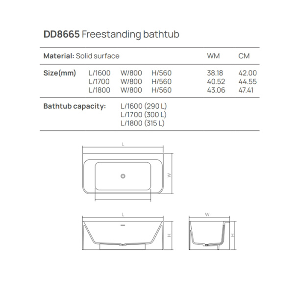 DEA DESIGN Modern Ванна 1800х850хh560 мм отдельностоящая, цвет белый 