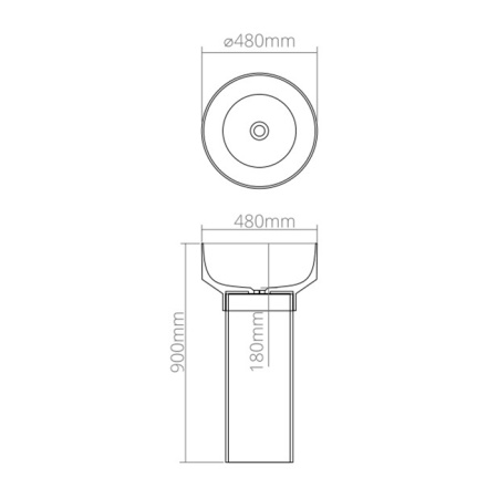 DEA DESIGN Washbasins Раковина напольная 48x48xh90 см, материал: Solid Surface искуственный камень, цвет: Black №16 