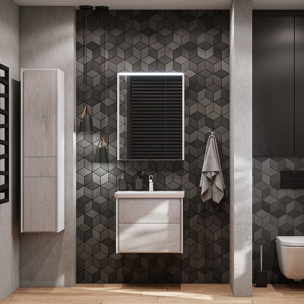 Roca RONDA Зеркальный шкаф 600x145x780 мм, с LED-подсветкой сверху, розеткой и выключателем-кнопкой с диммером, белый матовый (ZRU9303007) 