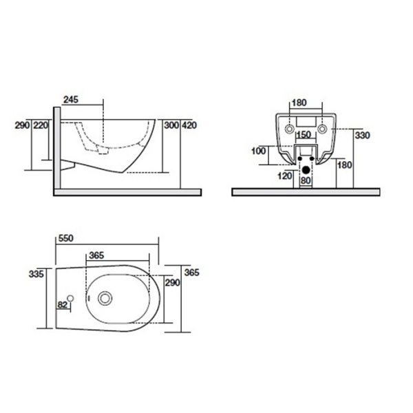 KERASAN Aquatech Биде подвесное c 1отв под смеситель, цвет белый 