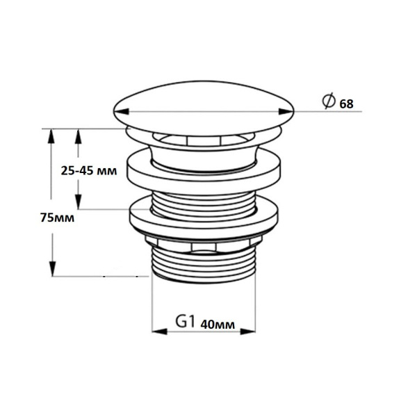 CREAVIT Донный клапан без перелива ХРОМ SF030 