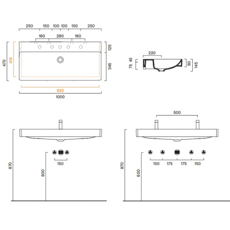 Catalano GREEN Раковина 100x47, с 1 отв. под смеситель, покрытие Cataglaze+, цвет белый глянцевый 