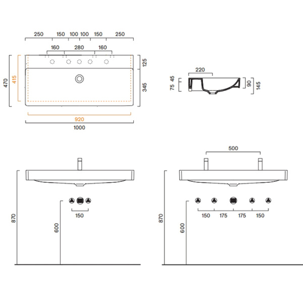 Catalano GREEN Раковина 100x47, с 1 отв. под смеситель, покрытие Cataglaze+, цвет белый глянцевый 