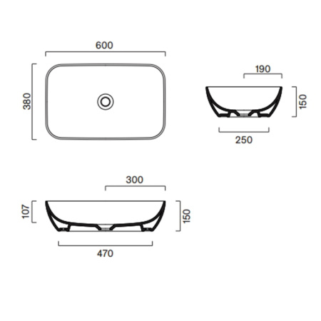 Catalano GREEN Раковина 60x38 h15 накладная, без отв. под смеситель, покрытие Cataglaze+, цвет белый глянцевый 