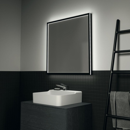 Ideal Standard Conca Квадратное зеркало в черной раме 80 см, диаметральная светодиодная подсветка neutral 