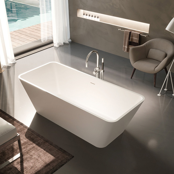 Gruppo Treesse Viva Ванна отдельностоящая овальная 165х70х60 см из искусственного камня, цвет белый 