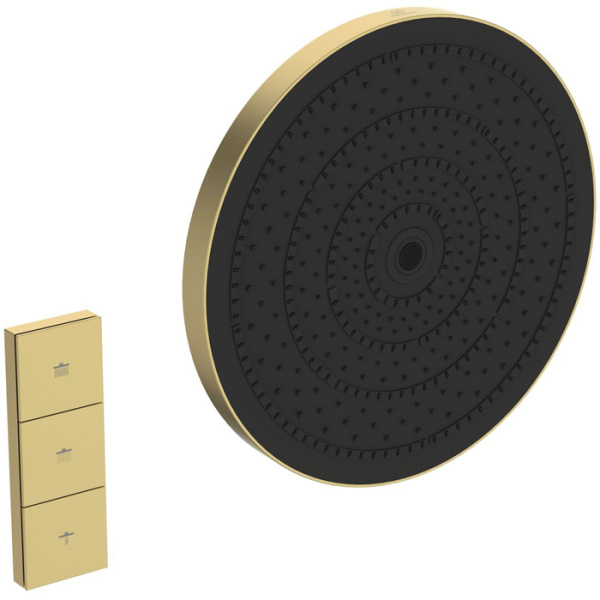 Ideal Standard Solos 3-функц.(Rain, Silkrain, SecondSkin) верхний душ 30см, цвет: PVD Brushed Gold 