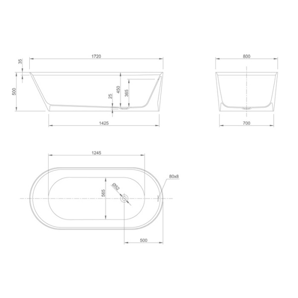 KNIEF Pearl Ванна отдельностоящая овальная 172x81x50см со сливом, цвет белый матовый (СПЕЦцена со склада!) 