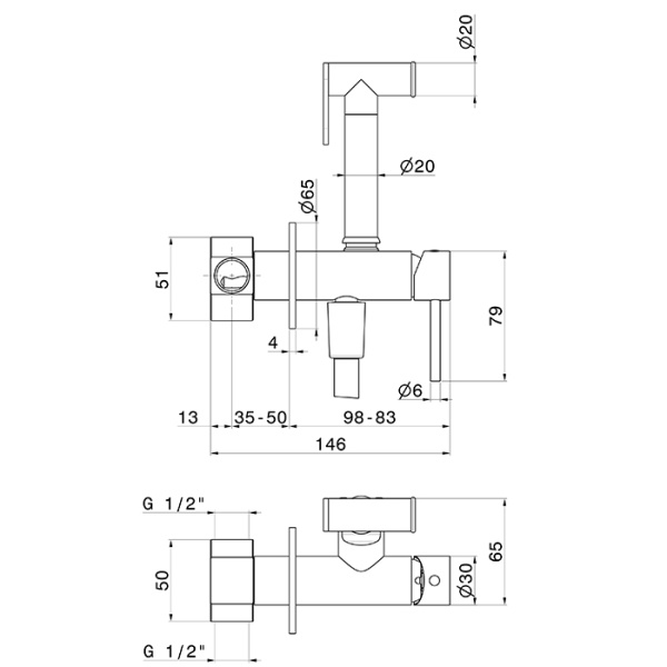 Newform Idroscopini Смеситель с гигиеническим душем, держатель, шланг 120 см, наружная часть (для 31093) цвет: белый матовый 