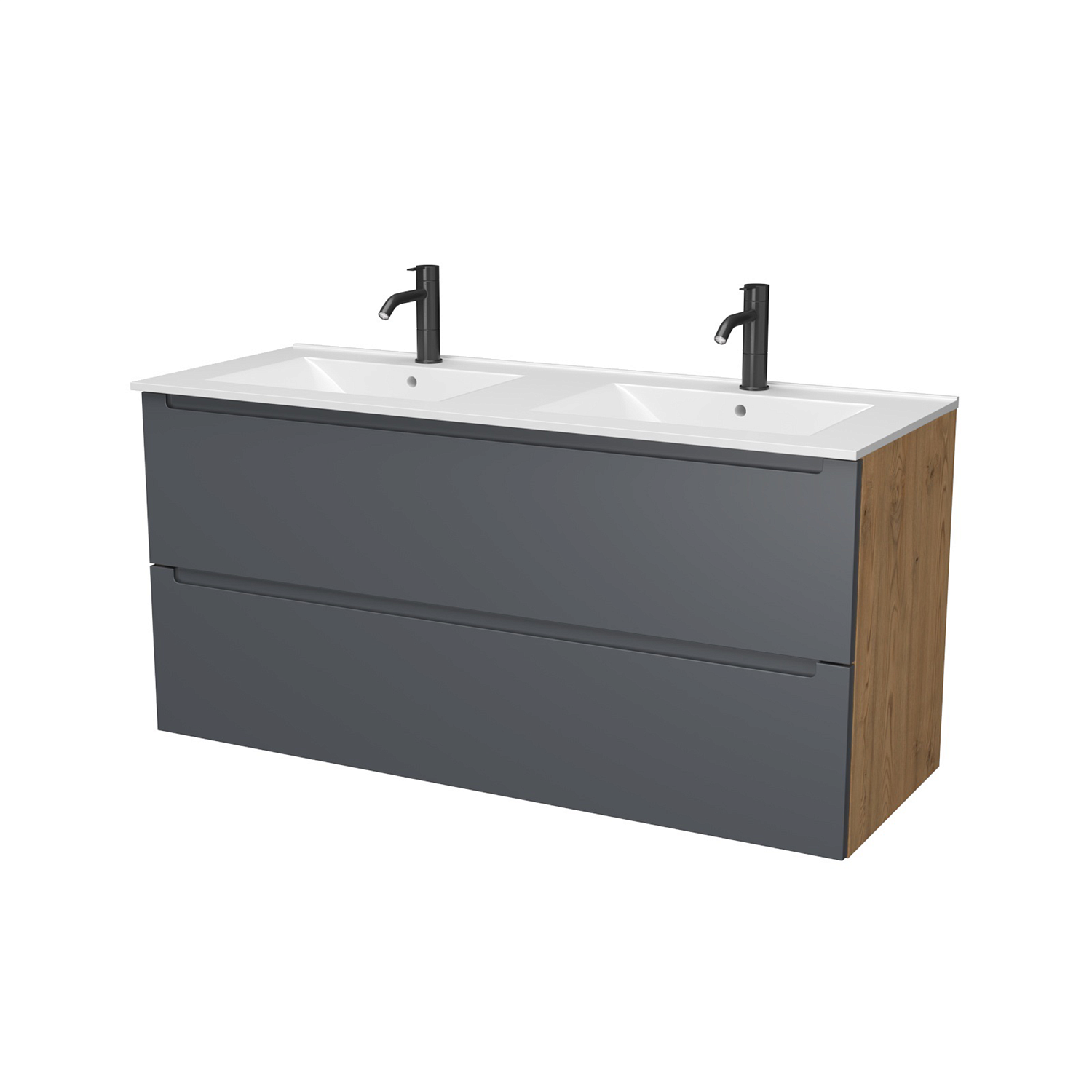 Тумба под раковину/столешницу/столешницу/столешницу/столешницу Дион, Графит мат/Дуб 120