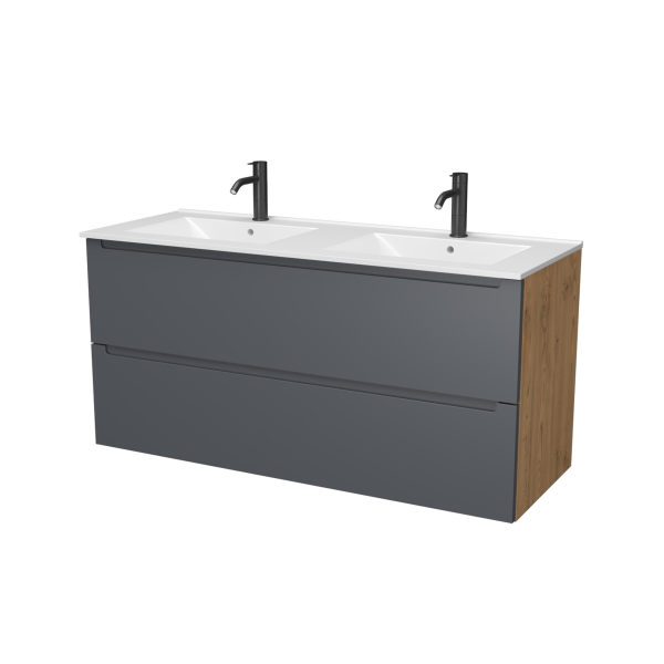 Тумба под раковину/столешницу/столешницу/столешницу/столешницу Дион, Графит мат/Дуб 120 