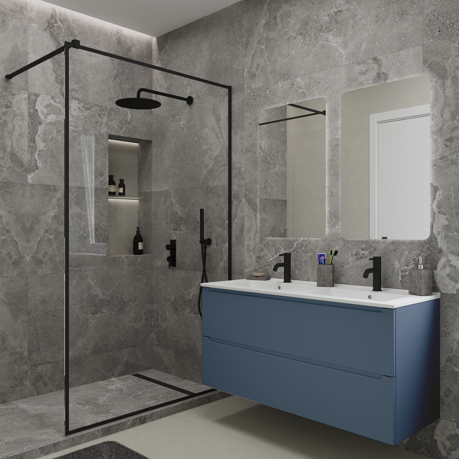 Тумба под раковину/столешницу Дион, Пепельно-синий 120