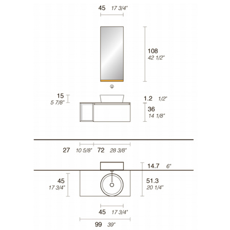 NOORTH milldue edition Zenit Наценка за отделку боковой стенки 51хh36см, матовый лак 