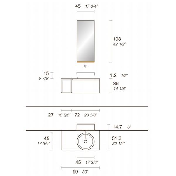 NOORTH milldue edition Zenit Наценка за отделку боковой стенки 51хh36см, матовый лак 