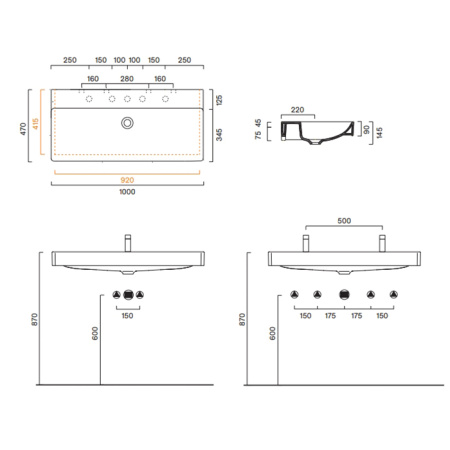 Catalano GREEN Раковина 100x47, без отв. под смеситель, покрытие Cataglaze+, цвет белый глянцевый 