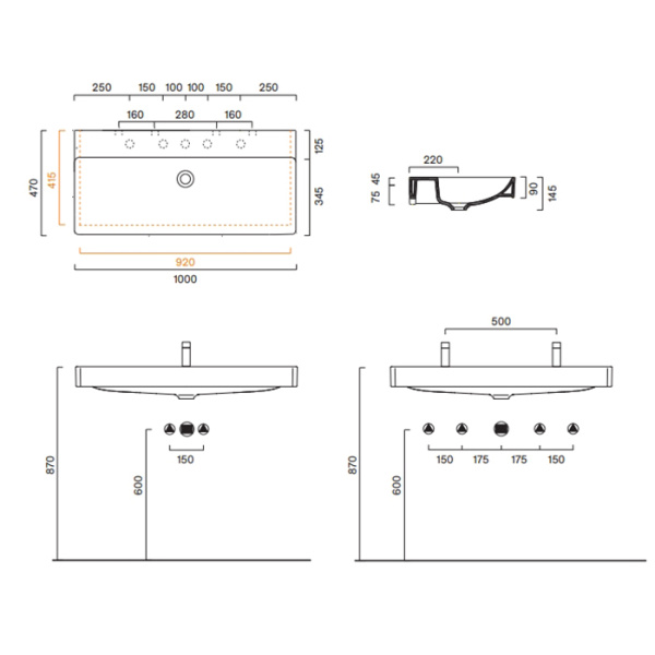 Catalano GREEN Раковина 100x47, без отв. под смеситель, покрытие Cataglaze+, цвет белый глянцевый 