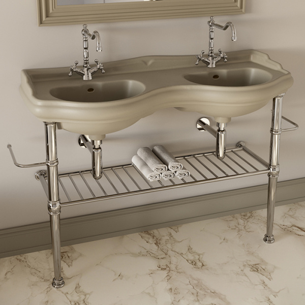 KERASAN Retro, Раковина двойная  120 см с 1 отв. под смеситель, цвет: Nocciola matt 