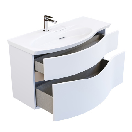 Kerama Marazzi Раковина RIVA мебельная левая с крепежом 100,7*48*15см, с 1 отв. под смеситель, с переливом, цвет белый глянцевый 