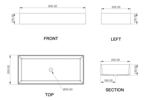 Раковина накладная 80х35,5 см GSG Ceramic Design Box BXLA80000, белый глянцевый 